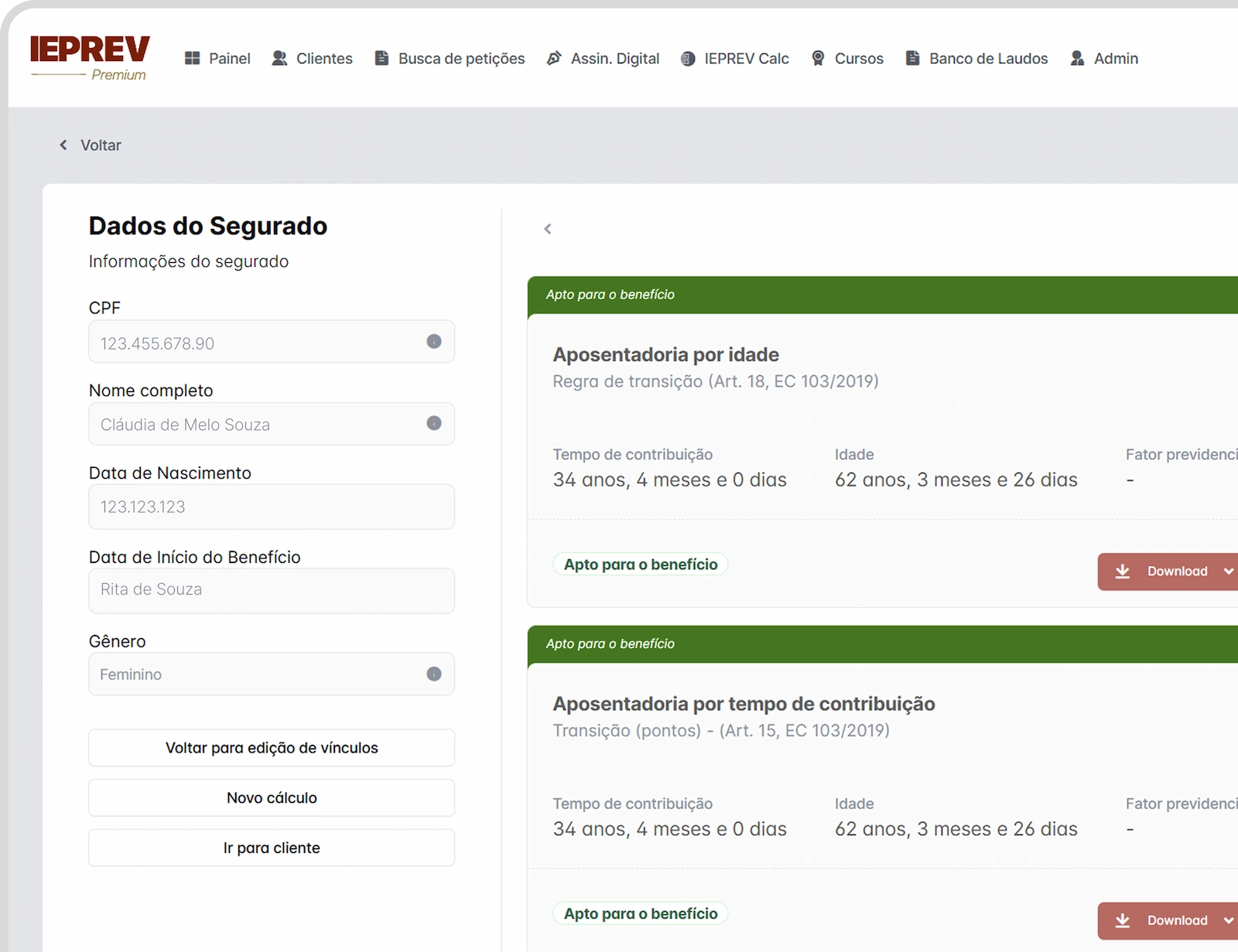 Funcionalidades de calculo