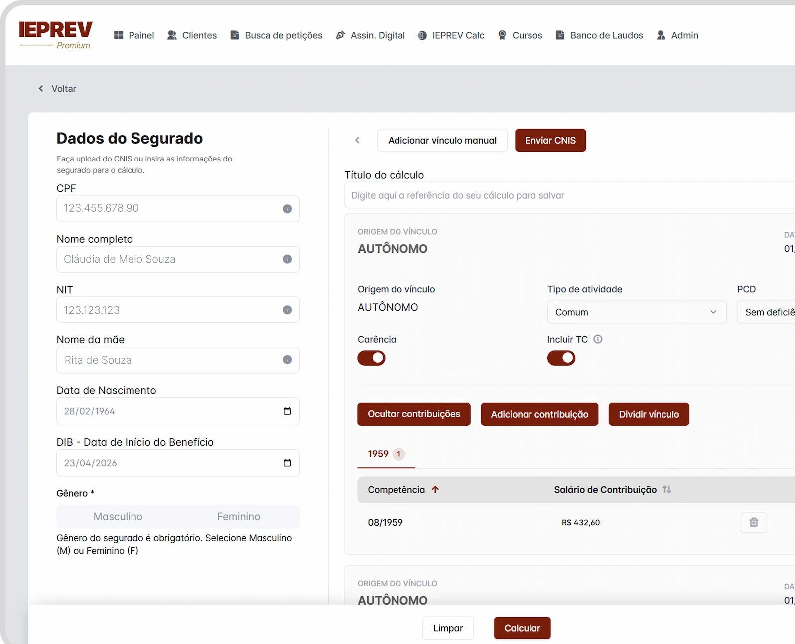 Funcionalidades de CNIS